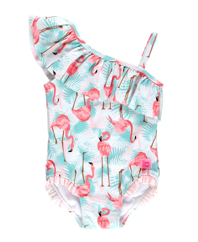 Ruffle Butts Flamingo One Shoulder One Piece