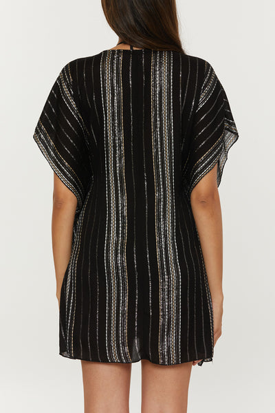 Becca Radiance Stripe Black Woven Tunic