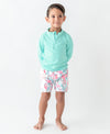 Ruffle Butts Flamingo Swim Trunks