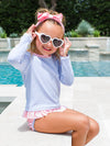 Ruffle Butts Seersucker Periwinkle Blue Long Sleeve Rash Guard Bikini Set