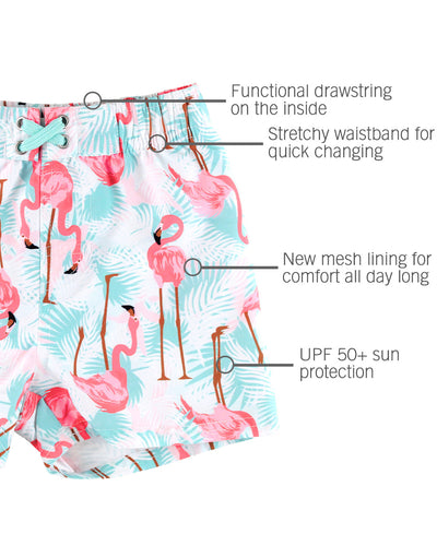 Ruffle Butts Flamingo Swim Trunks