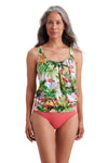 ShapeSolver by Penbrooke Fancy Flamingo Shirred Neck Blouson Tankini Top