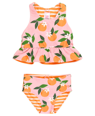 Ruffle Butts Orange You The Sweet Reversible Peplum Tankini Set