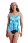 ShapeSolver by Penbrooke Barcelona Blues Handkerchief Hem Tankini Top