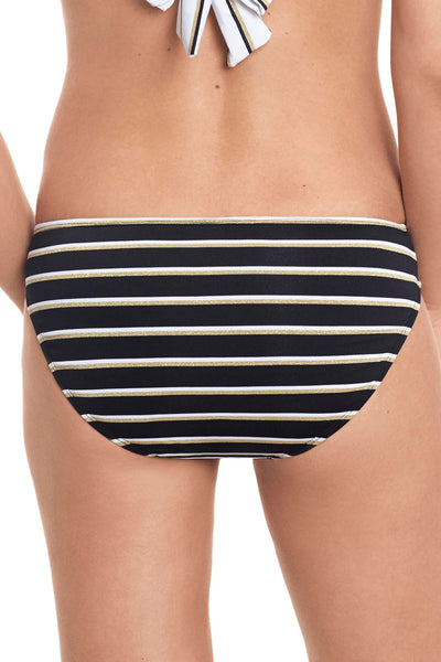 Ralph Lauren Lurex Stripe Black Ring Front Hipster Bottom - Key West Swimwear