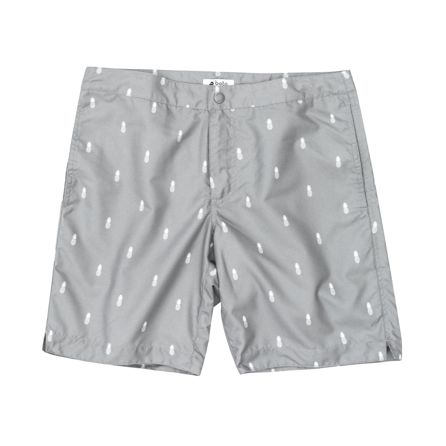 BOTO Aruba 8.5" Pineapple Grey Swim Trunks - Key West Swimwear
