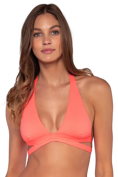 Sunsets Neon Coral Casey Halter Top