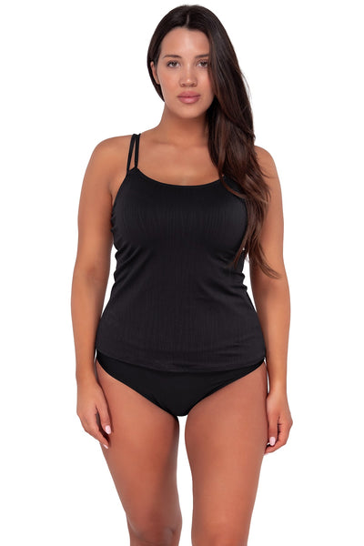 Sunsets Black Seagrass Texture Taylor Tankini Top