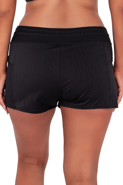 Sunsets Escape Black Seagrass Texture Laguna Swim Short