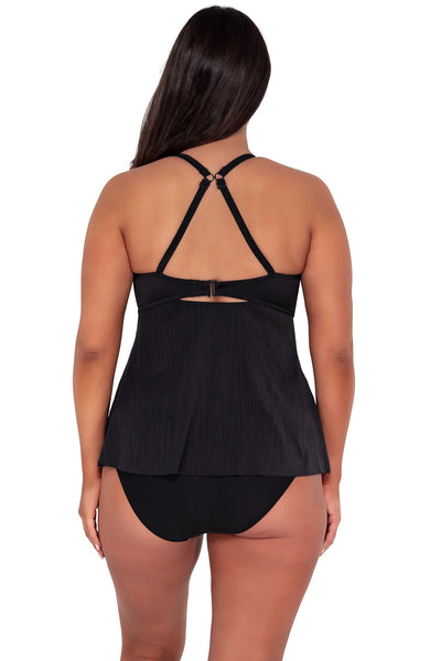 Sunsets Escape Black Seagrass Texture Tori Tankini Top