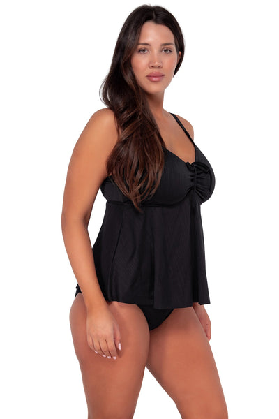 Sunsets Escape Black Seagrass Texture Marin Tankini Top