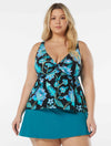 Beach House Plus Vineyard Floral Willow Twist Front Underwire Tankini Top