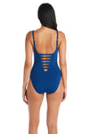 SALE Bleu Rod Beattie All Tied Up Navy Side Lace Down One Piece