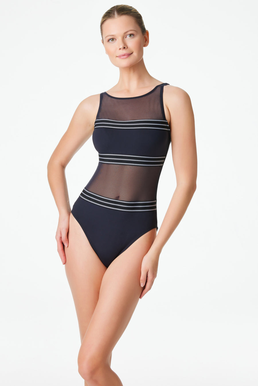 Bleu Rod Beattie Off The Grid Mesh High Neck One Piece