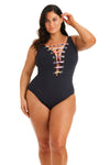 Bleu Rod Beattie Plus Party Animal Lace Down One Piece