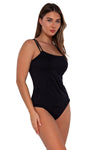 Sunsets Black Seagrass Texture Taylor Tankini Top