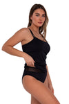 Sunsets Black Seagrass Texture Taylor Tankini Top