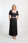 KOY Resort Miami Black Tiered Boho Maxi Skirt Cover Up