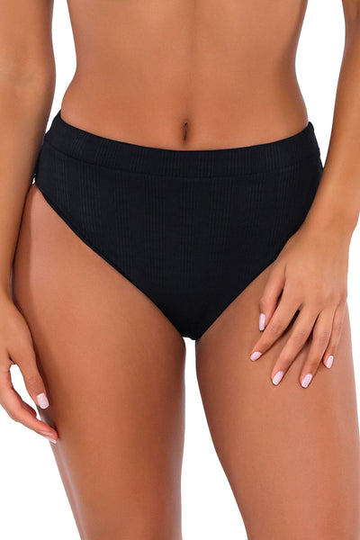 B Swim Black Baja Rib Margot Bottom