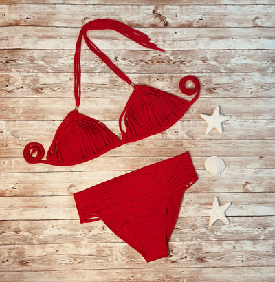 Guria Red Multi-Strings Triangle Top - Key West Swimwear