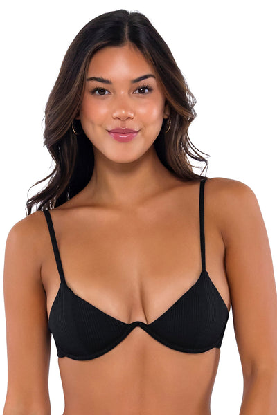 B Swim Black Baja Rib Macie Top